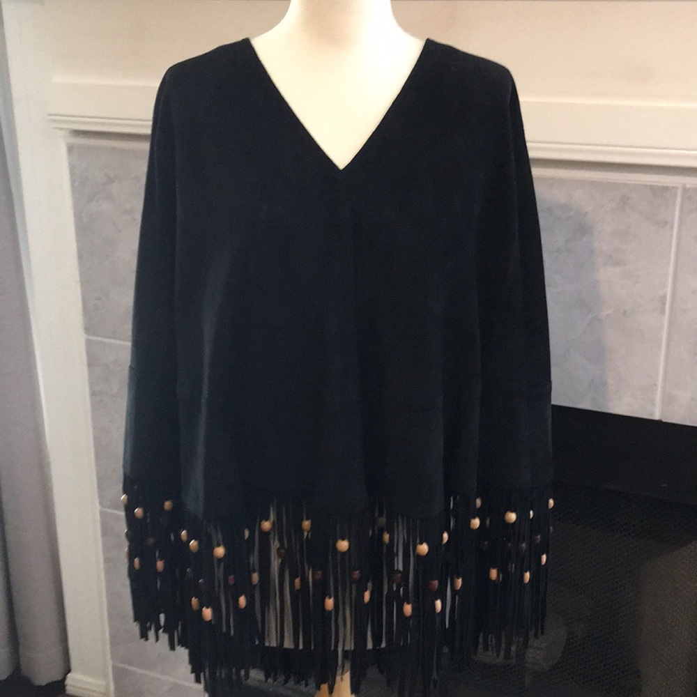 Poncho Black Suede by Margaret Godfrey